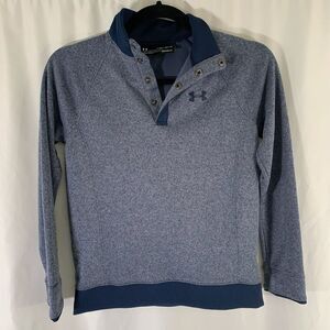 Under Armour Sweater Youth Boys Medium Blue Pullover 1/4 Snap Loose